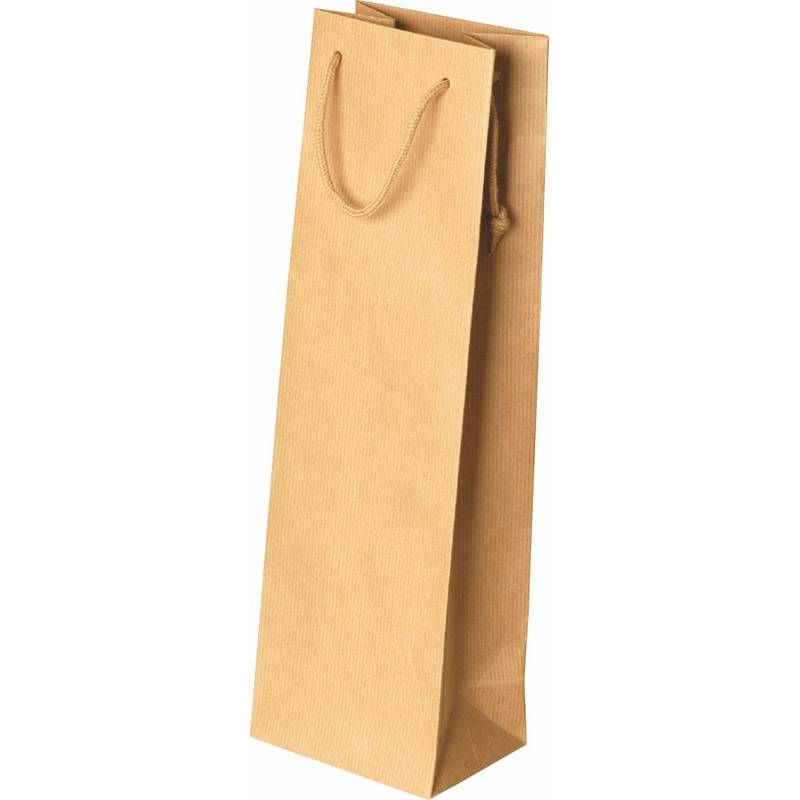 VINIE Papierová darčeková taška na fľašu vína, bavlnené uši, hnedá VINIE Papierová darčeková taška na fľašu vína, bavlnené uši, hnedá